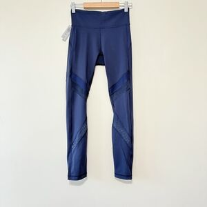 Aritzia Mesh Mid Rise Skinny Legging Yoga Compression Pants Navy Blue Pocket